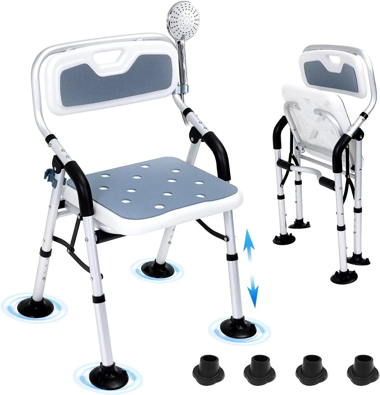 

Shower Chair for Inside Shower Foldable Shower Chair for Elderly and Disabled Adjustable Height Chairs with Padded Arms