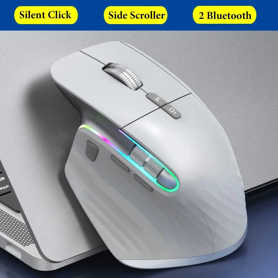 Imagem -02 - Mouse sem Fio para Jogos Bluetooth 2.4g Mute Ergonômico Usb-c Rgb Recarregável 5dpi Botão para Laptop pc Tablet Macbook