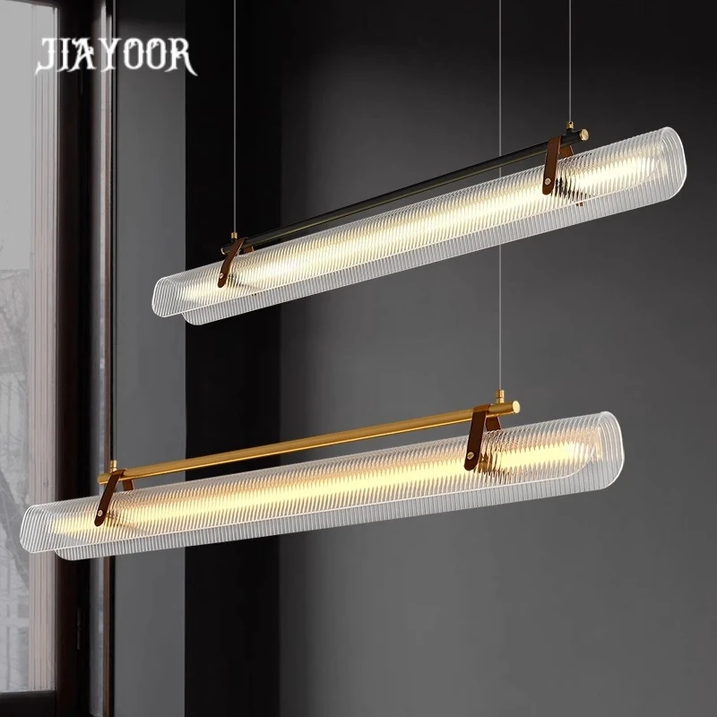 Modern Nordic minimalist restaurant pendant light tea room dining table bar counter home office artistic straight bar ceilin