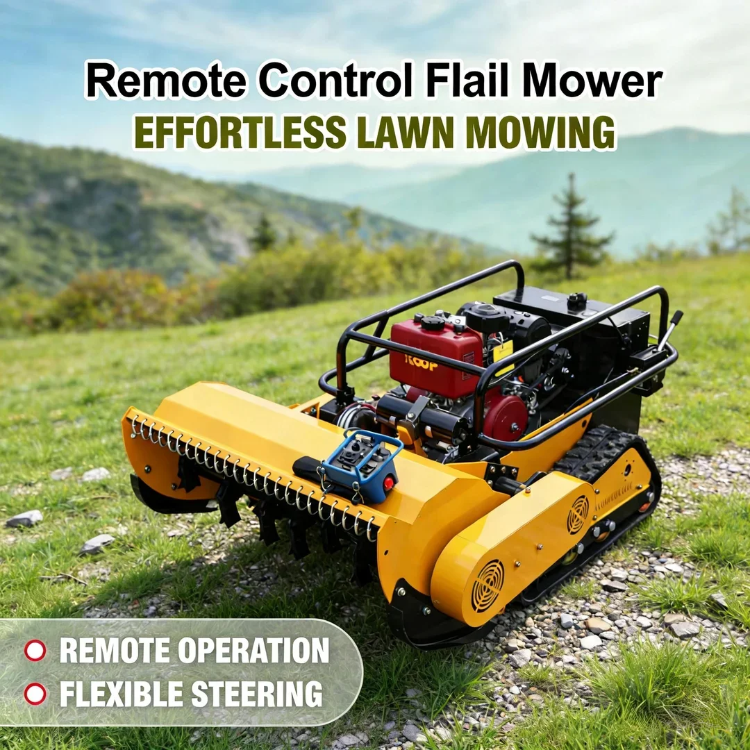 

Customized Remote Control Robot Flail Lawn Mower 800-1000mm Cutting Self-Propelled All Terrain Commercial Home Use
