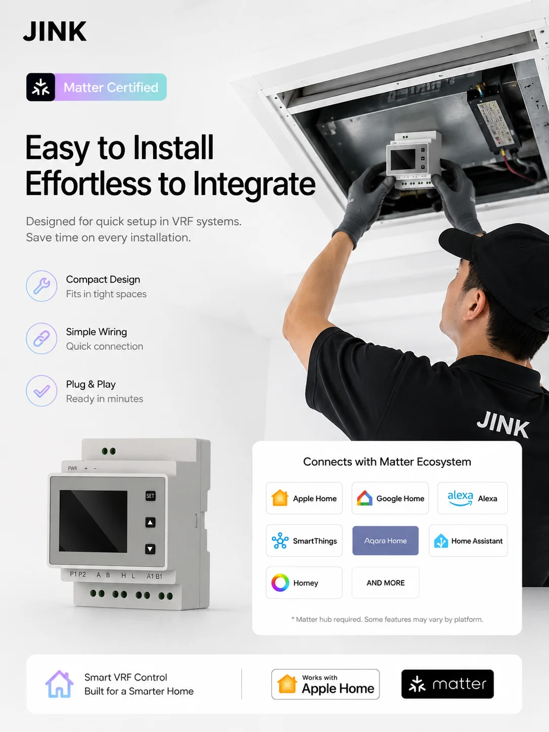 JINK Super Gateway VRF to Matter - Built-in Thread Border Router, Ap/ple HomeKit Compatible Automation Hub