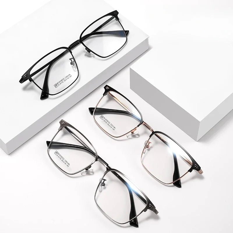 OLLYMURS, montura de gafas para miopía de aleación para hombres y mujeres, gafas graduadas ópticas cuadradas Retro 9170K, moda de negocios de alta calidad