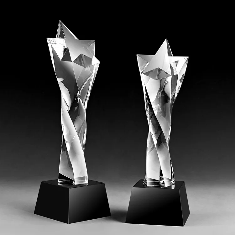 

Factory wholesale excellent employee dance competition company awards crystal lettering creative K9 pentagram twisting column