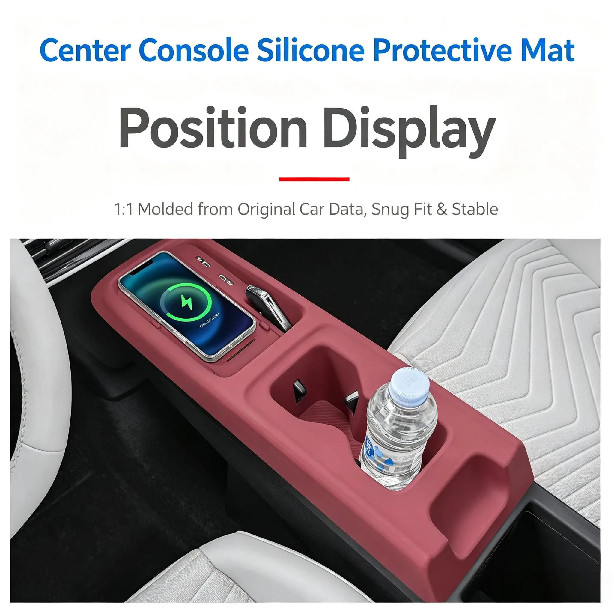 Center Console Cup Holder Mat For VW ID.3 2025-2026 Silicone Drink Storage Organizer Anti-Scratch Car Interior Accessories 5