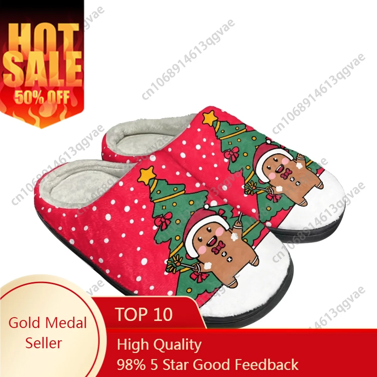 

Christmas Tree Christmas Bell HoHo Pattern Home Cotton Slippers Mens Womens Teenager Plush Bedroom Keep Warm Custom Slipper