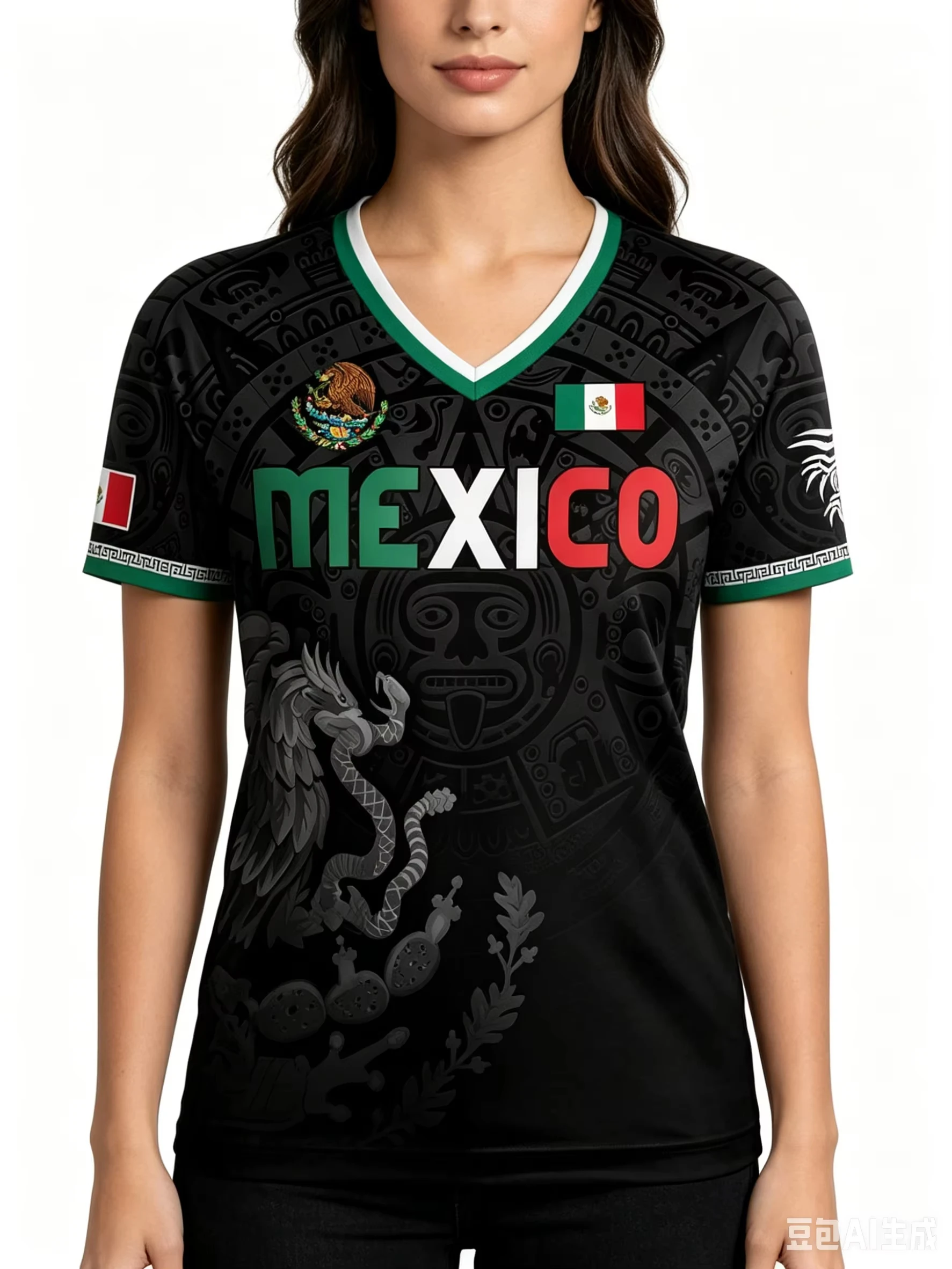 メキシコ国旗 3D イーグルプリント女性の Tシャツカジュア - 3D Printing Eagle のレビューと価格
