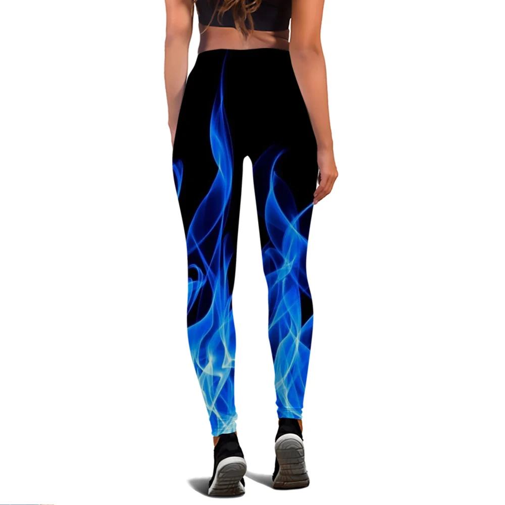 MSIEESO Sport Leggings Women 3D Digital Fire Printed Tights Yoga Pants Flame Gym Clothing Femme Workout Leggins Ladies Damskie