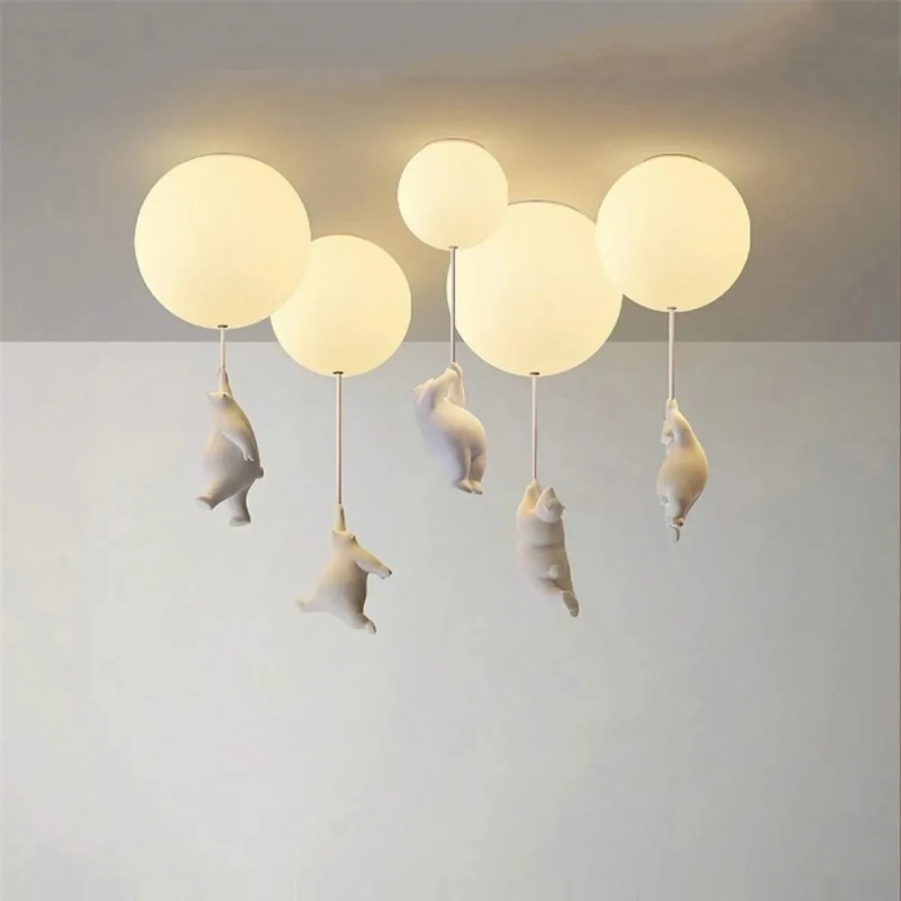 Modern Ceiling Chandelier Light Cartoon Lighting Creative Polar Bear LED Pendant Lamp Theme Hotel Kid Children Kindergarten