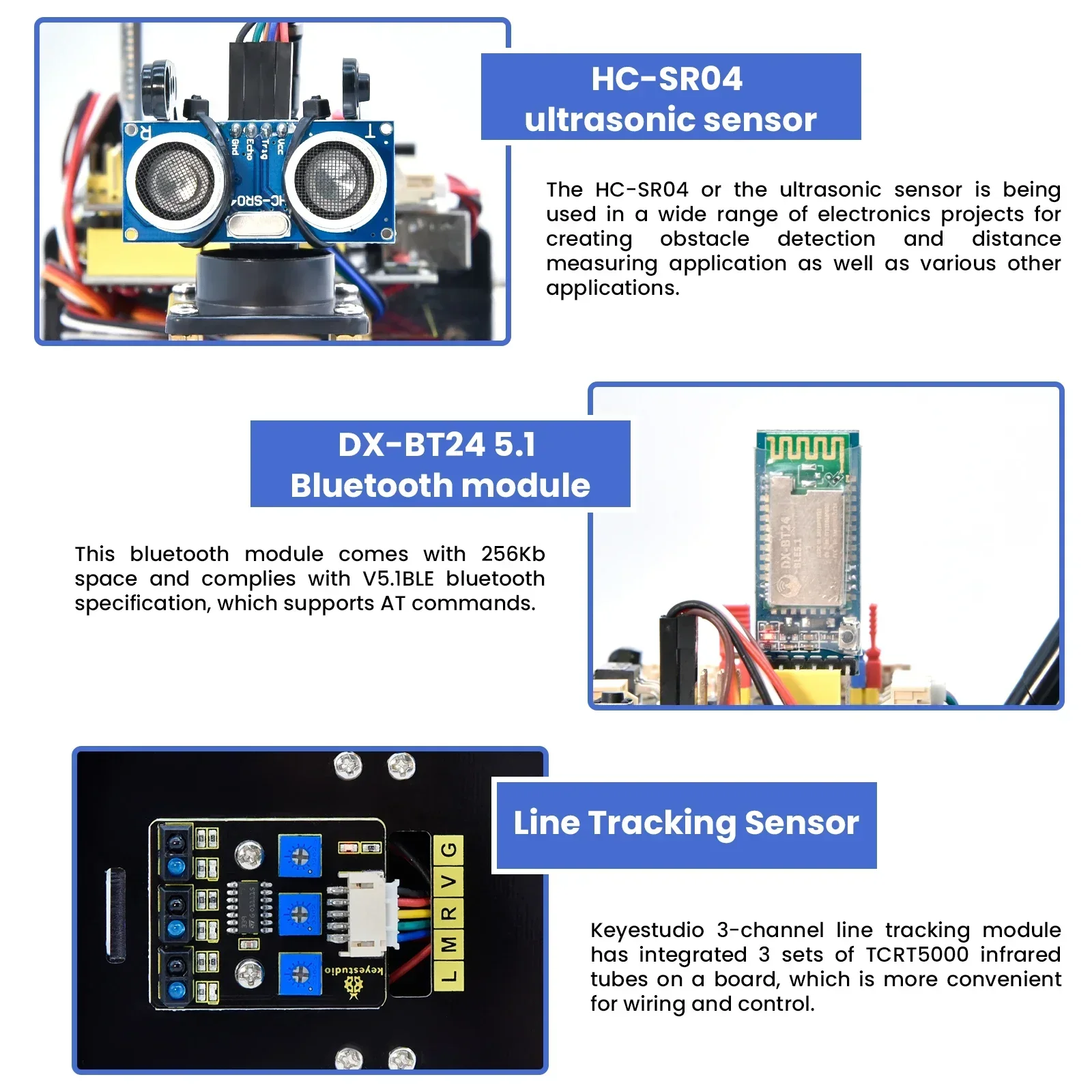 Keyestudio หุ่นยนต์รถยนต์แบบทำมืออัจฉริยะ BT หลาย4WD สำหรับ Arduino Kit หุ่นยนต์อัพเกรด V2.0 W/LED Display Stem EDU/การเขียนโปรแกรมรอยขีดข่วนรถ