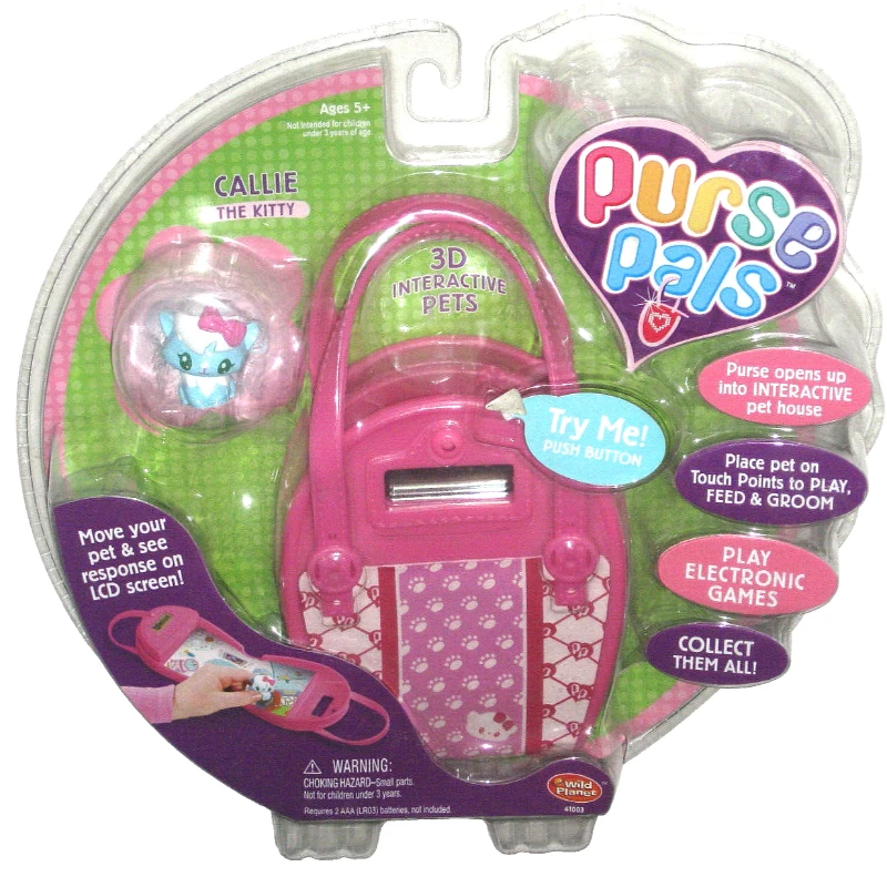 

Pink Purse Pals Callie Kitty 3D Virtual Pet LCD Electronic Interactive Toy Game