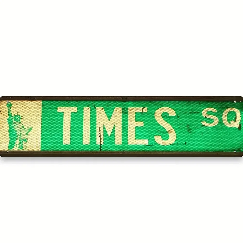 1pc [2D Flat] NYC Inspired Vintage Street Metal Sign Customizable 2D Flat Travel Lover Cafe Living Room Wall Plaque Only Decorat