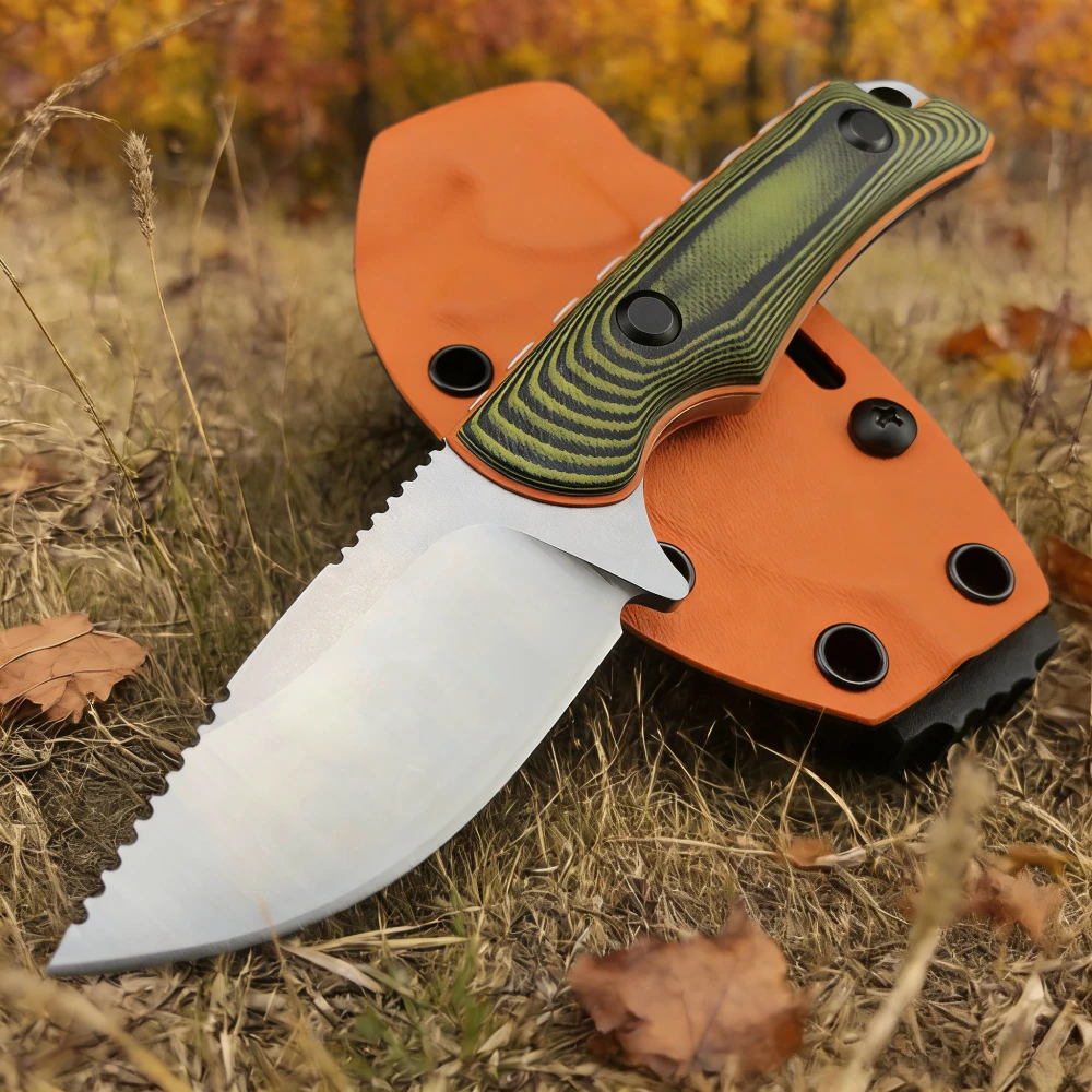 

Открытый нож EDC с прямым лезвием и ножнами Изысканные маленькие ножи с лезвием 8Cr13Mov Двухцветная ручка G10, тактический фиксированный нож