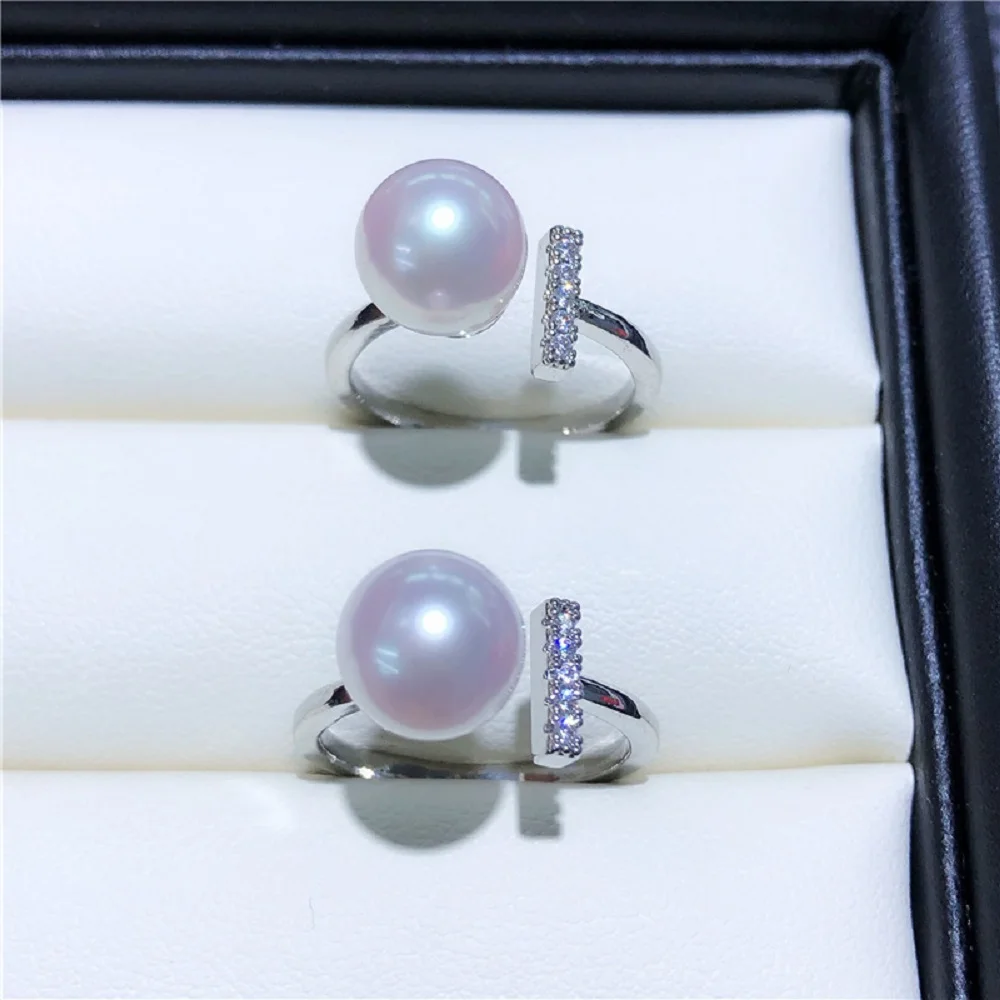 Perfect Pearl 18K Gold Clad Copper Plated Zircon Set Open Ring 6-7mm 7-8mm