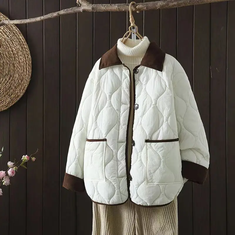 دافئ القطن Jaet ort خفيفة الوزن رفرف طوق مبطن Du أسفل معطف الكورية Sle الشتاء المرأة Faion تخفيف ارتداء #3