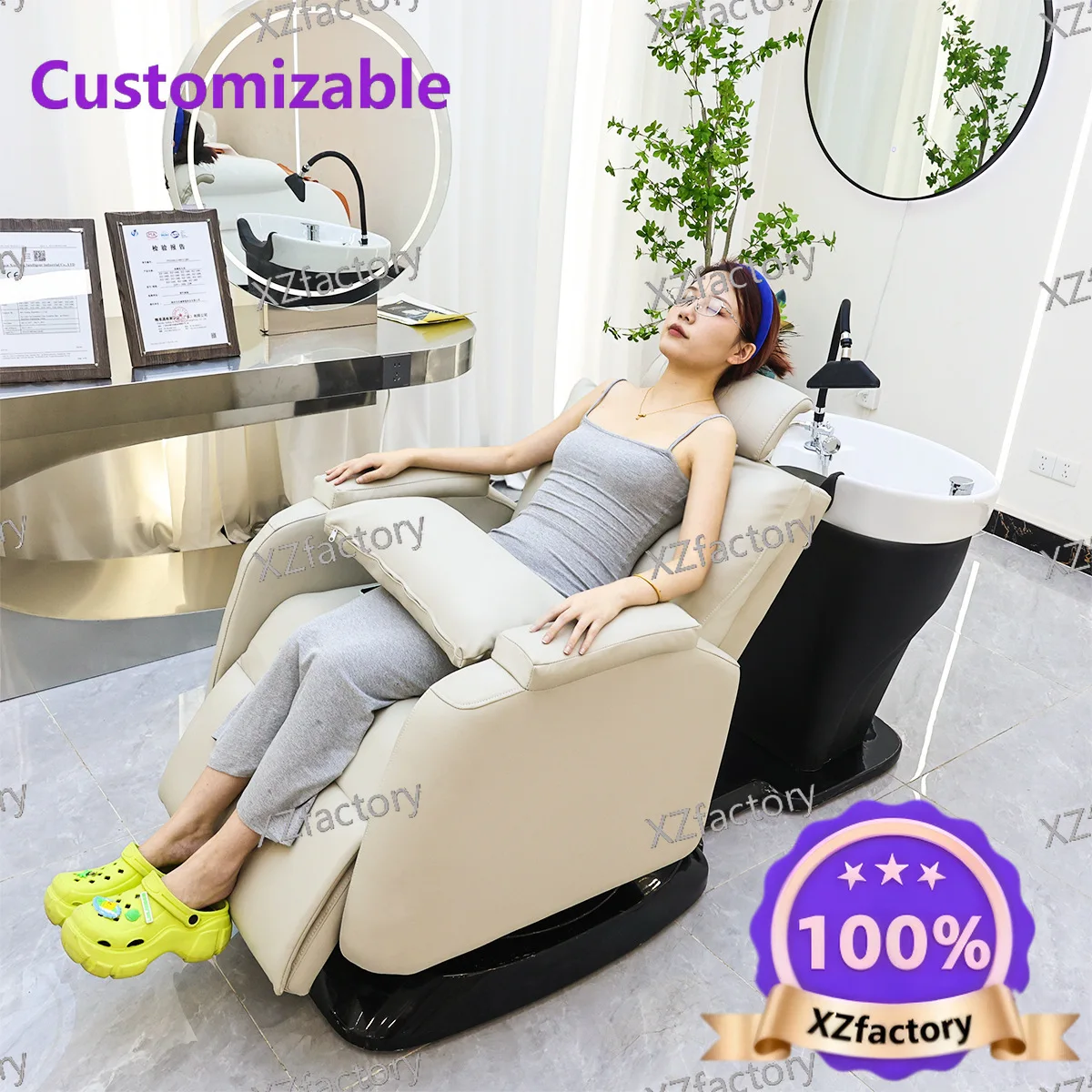 

Intelligent high-end hair care chair, rotating Bluetooth flushing bed, multi-functional electric shampoo bed