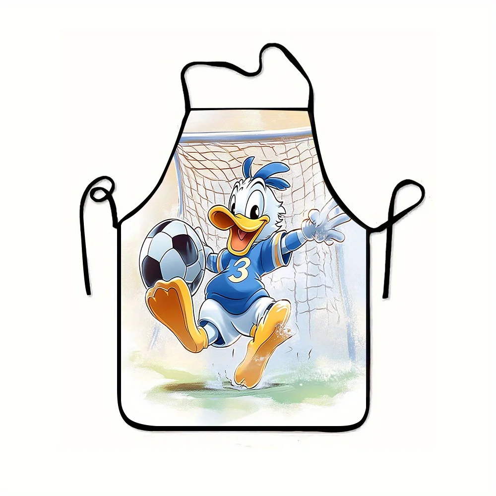 1 delantal temático de fútbol del Pato Donald: incluye Donald usando una camiseta azul, número 3, perfecto para manualidades, hornear, pintar, cocina y limpieza del hogar, suministros de cocina