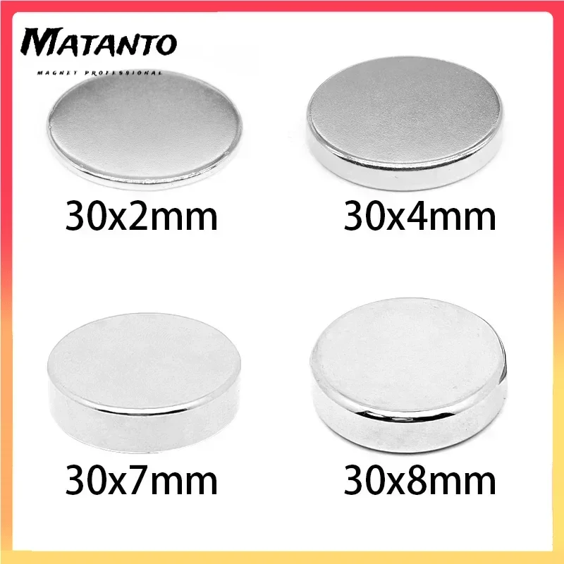 30x2 30x4 30x5 30x8 30x10 30x15 30x20 30x30mm Round Shape Rare Earth Neodymium Super Strong Magnetic NdFeB Magnet Fridge Crafts