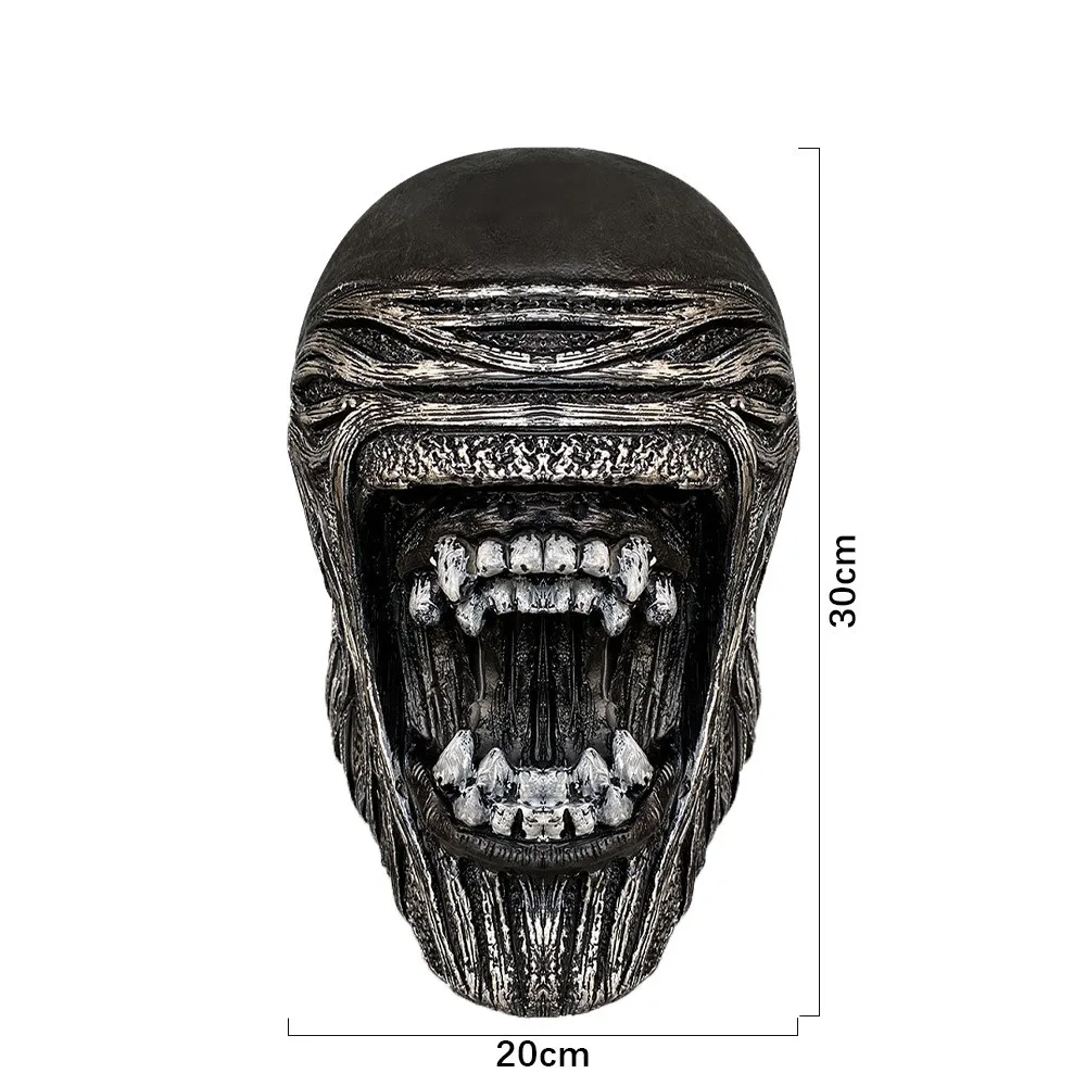 Alien Gruselmasken Latex-Kopfbedeckung Cosplay-Kostüm-Requisiten Schwarzer Helm Realistische Masken – Detail 5