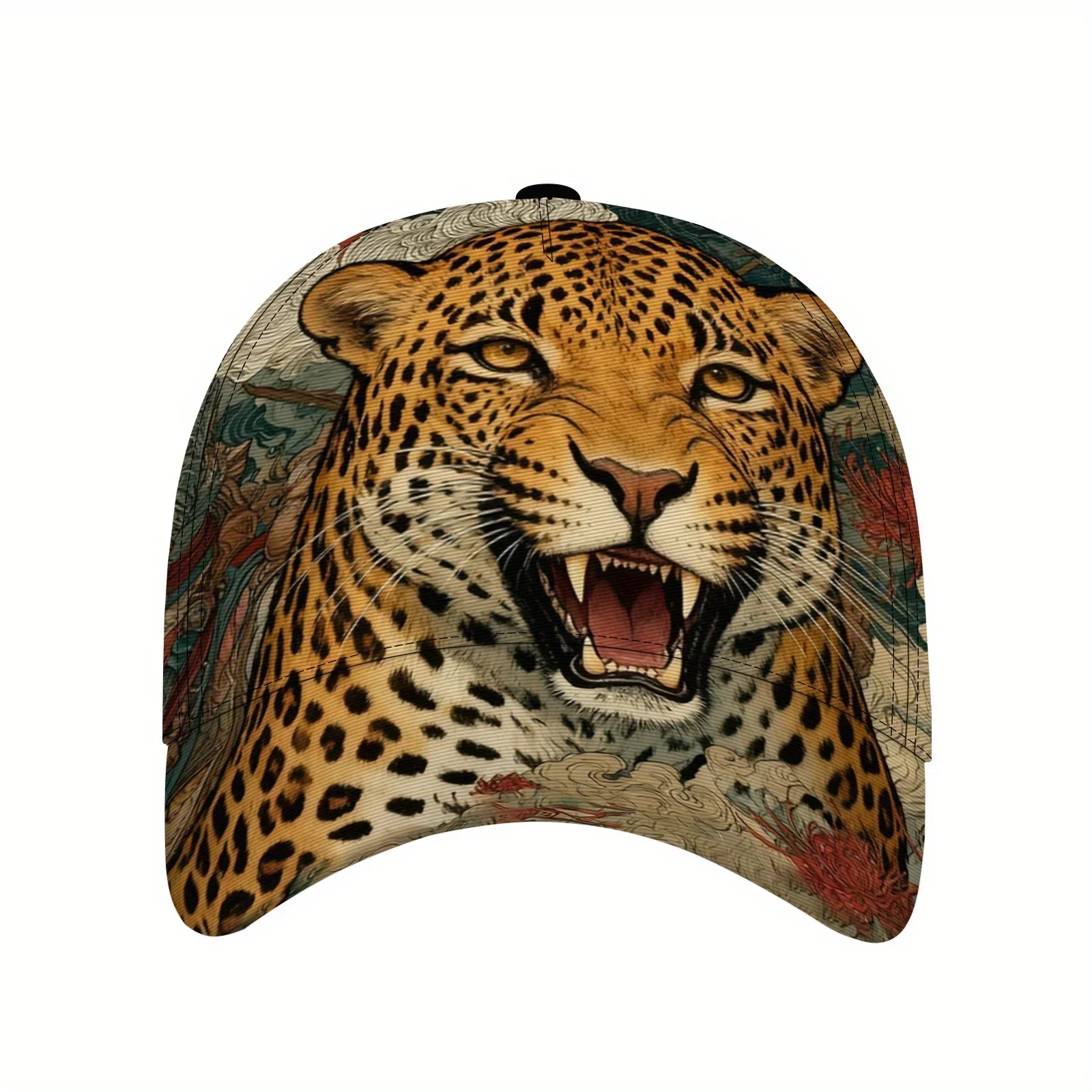 Customization Oriental Leopard Print Baseball Cap - Traditional Asian Style Adjustable Hat With Leopard Spotting (Leopard & Cust
