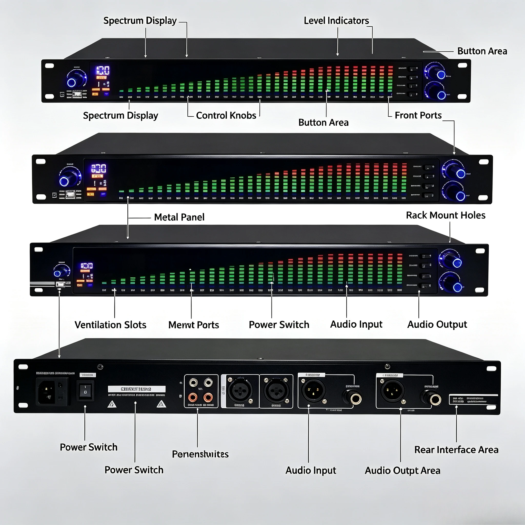 High‑End 31‑Band Audio Equalizer, Pre‑Effect Processor, Professional Stereo Sound Controller for Stage Performance, Home Karaoke