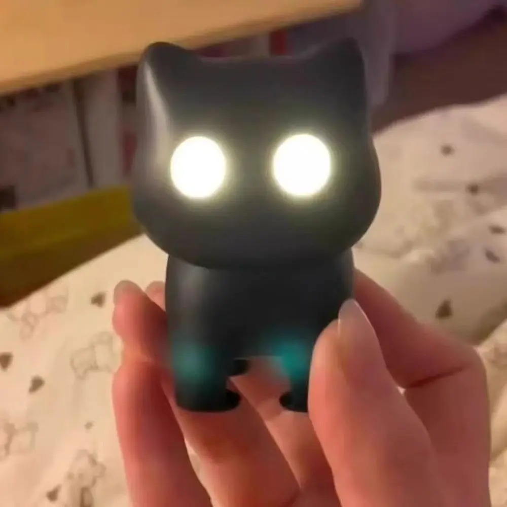 Luminous Black Cat Sounding Keychain Stress Reliever Screaming Glowing Cat Pendent Cat Backpack Pendant for Friend Birthday Gift