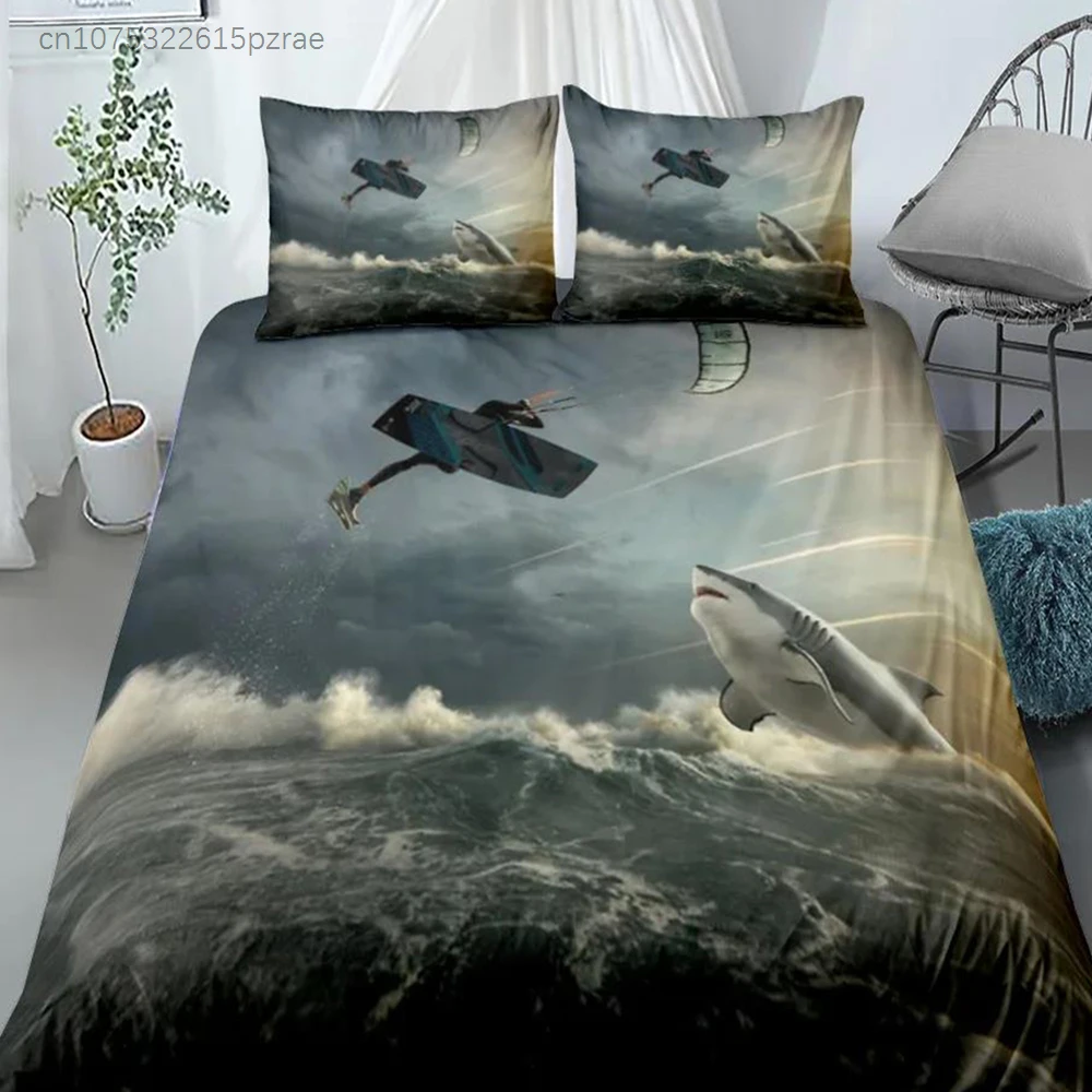 Tiger Shark Duvet Cover Set UK Single Double Queen US Twin Full King Size  Bed Linen Set