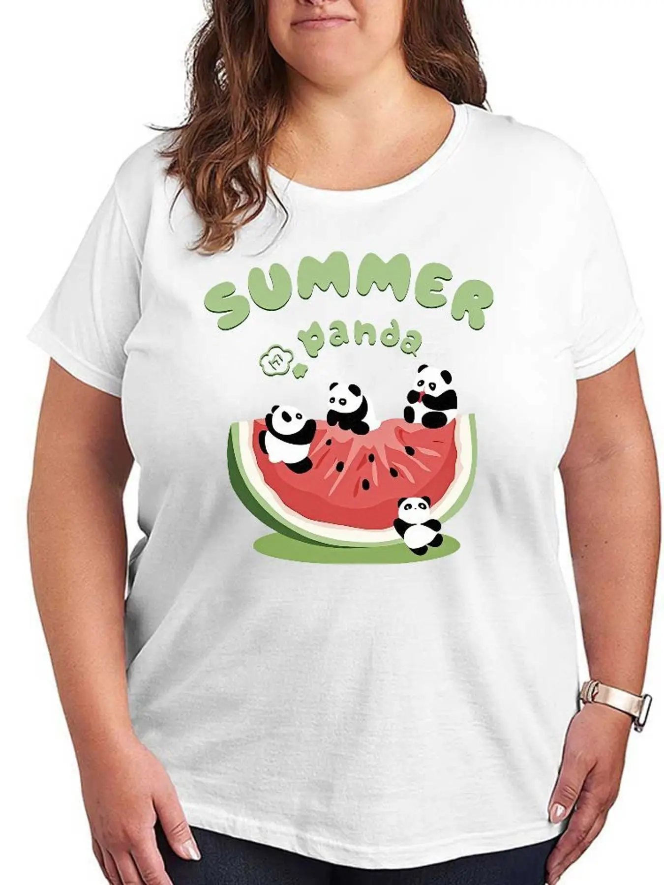 Cute Summer Panda Graphic T Shirt Women Fashion Short Sleeve Tee Stretchy Casual Plus Size Loose Cotton Soft Tops Female Clothes