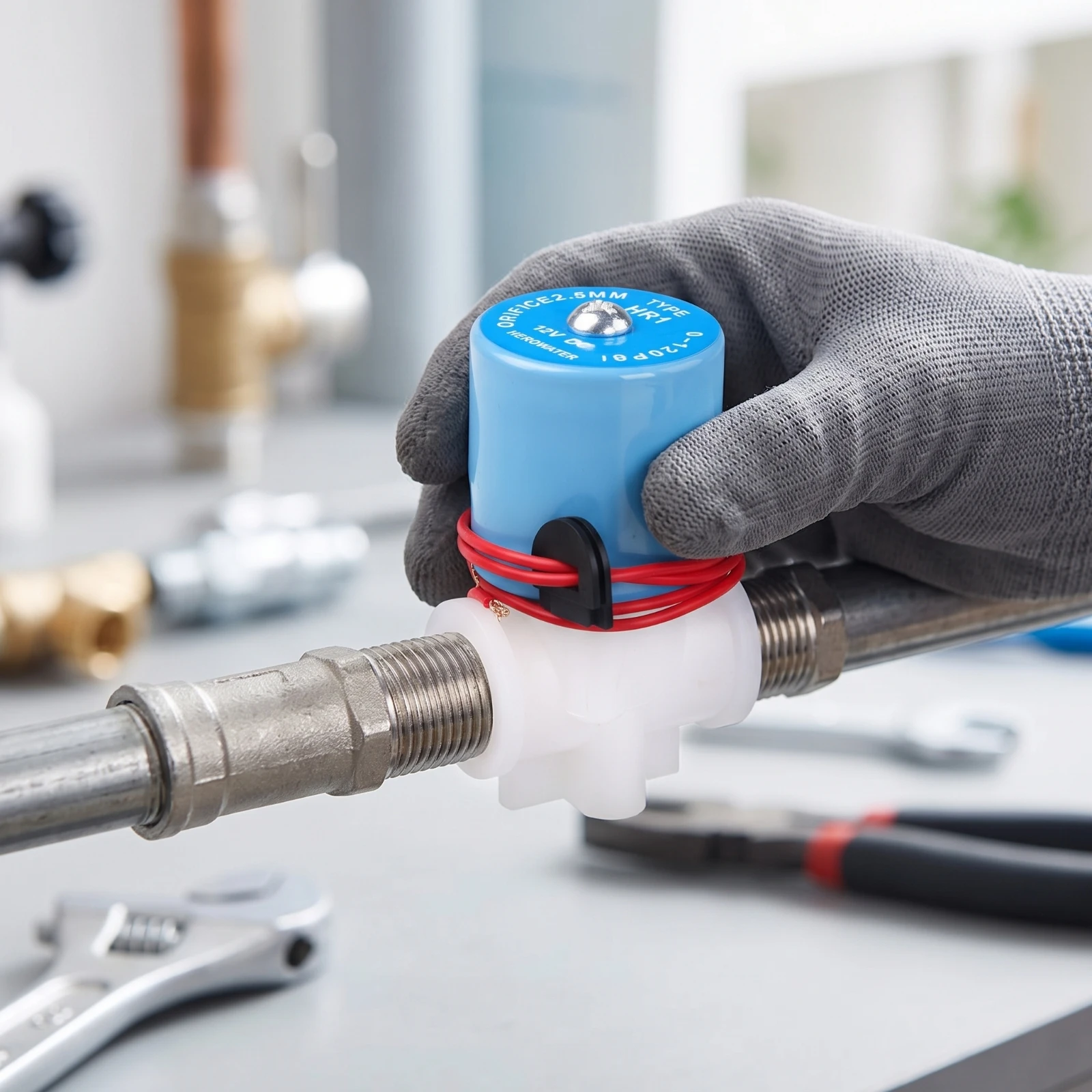 Normally Closed Solenoid Valve Compact Water Inlet Valve One-Way 12V for DIYers, Inverse Osmosis System