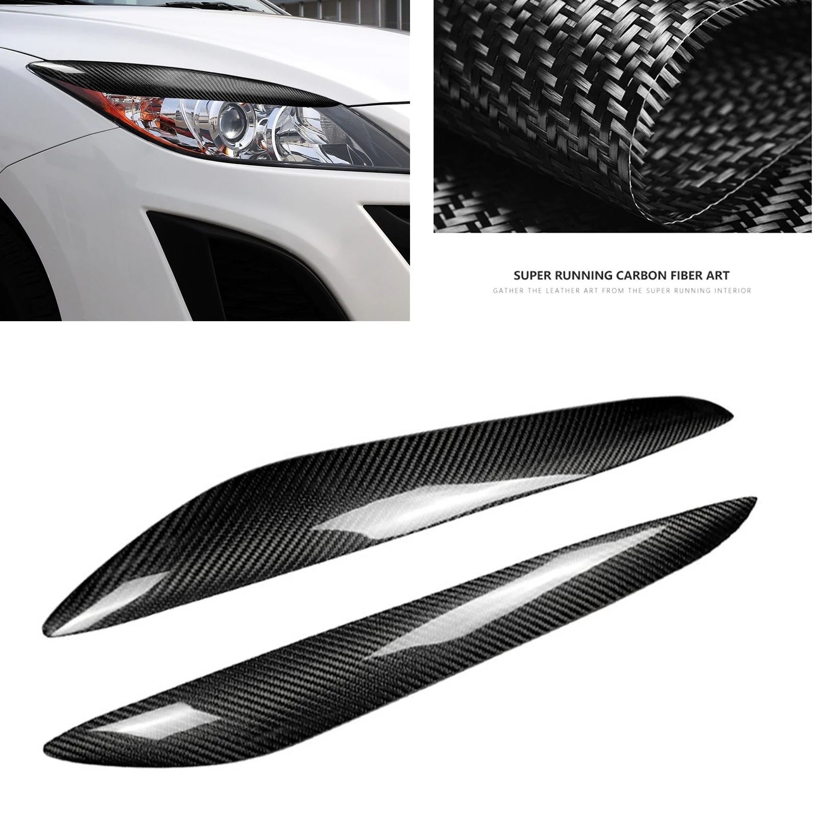 

Headlight Eyebrow Trim For Mazda 3 Mazda3 2010-2013 Front Head Light Lamp Cover Brow Carbon Fiber Headlamp Eyelid Sticker Strip