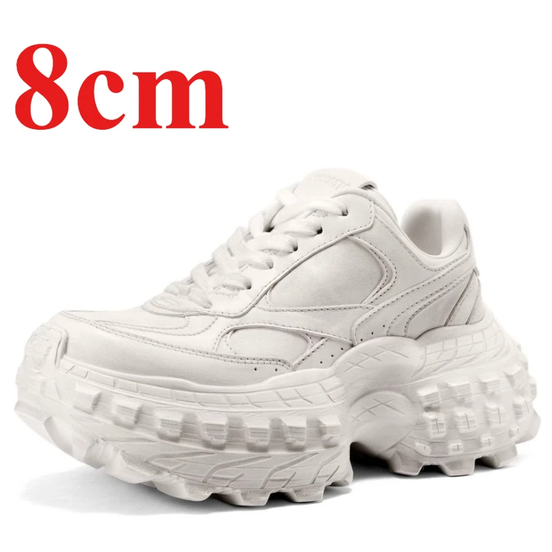 

Персонализированные винтажные женские туфли для папы из натуральной кожи, женская обувь с лифтом 8 см, удобная дышащая спортивная обувь с подошвой дуриан