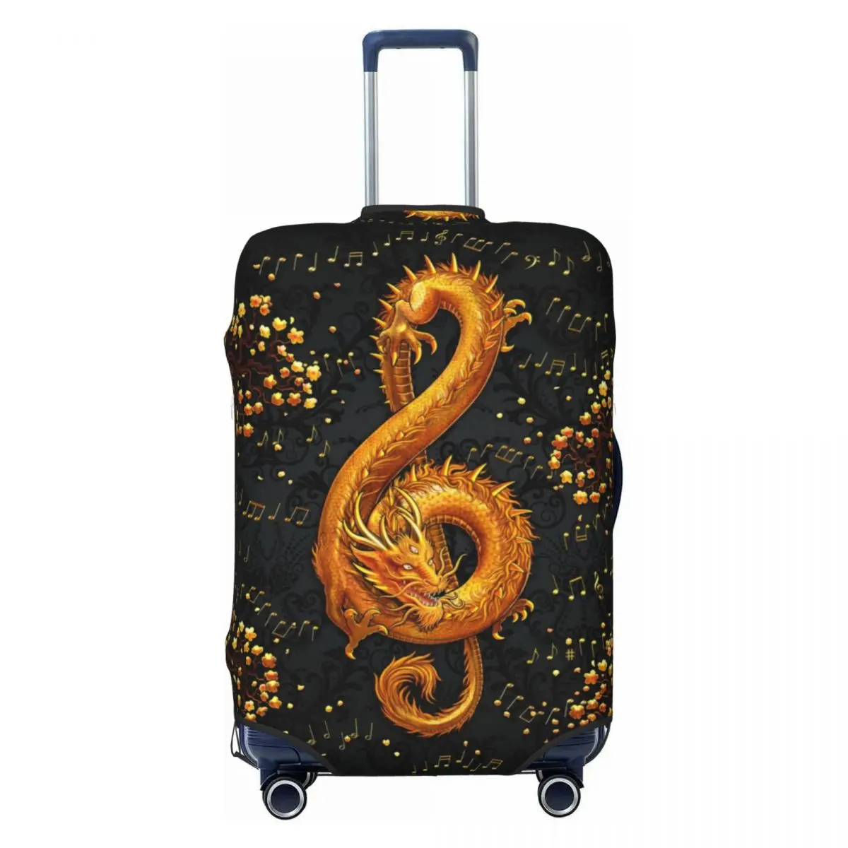 

Custom Treble Clef Music Dragon Luggage Cover Elastic Travel Suitcase Protective Covers Fits 18-32 Inch