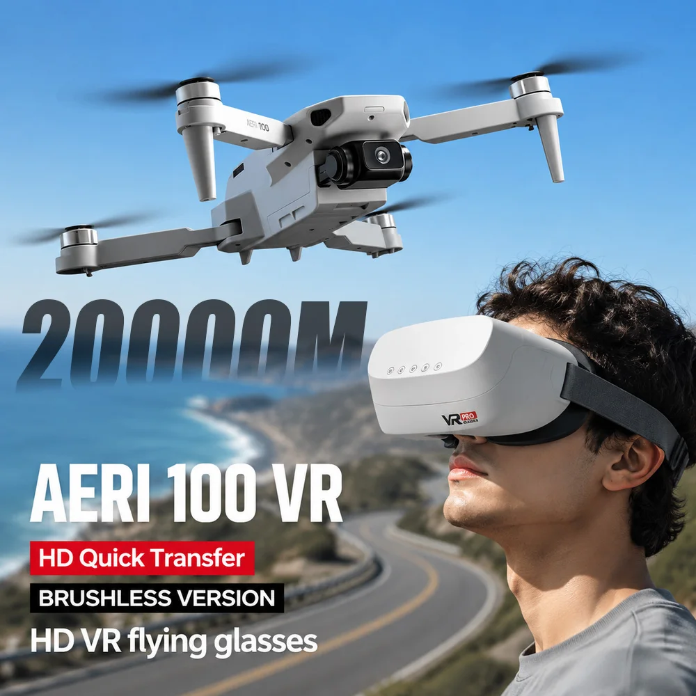 Aeri100 VR Professional 4K Aerial Photography Drone Brushless Dual Camera WiFi FPV Foldable Quadcopter Under 250g Toys Kids Gift