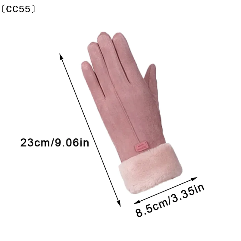 [CC55」 قفازات نسائية عصرية للخريف والشتاء قفازات دافئة فروي لطيفة قفازات كاملة الأصابع للنساء قفازات رياضية خارجية للسيدات