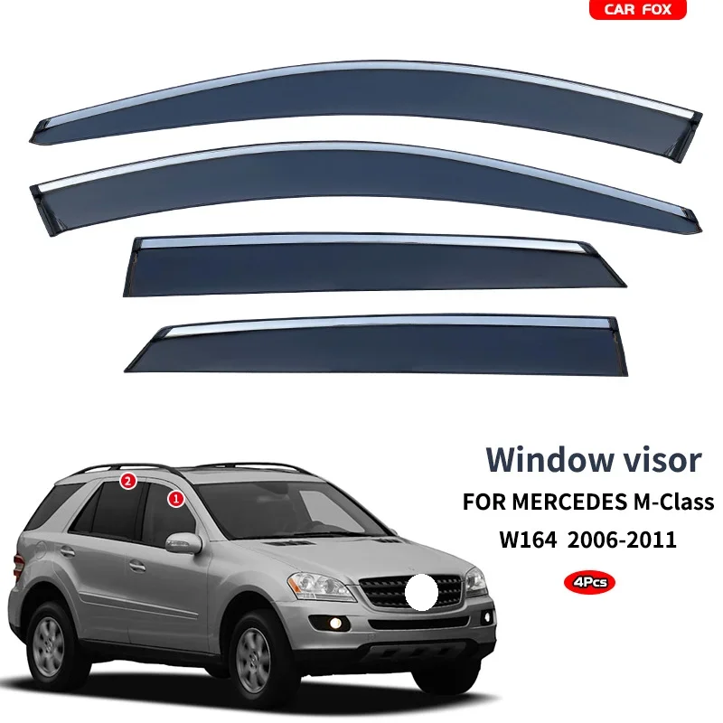 Window Visor FIT For Mercedes BENZ M Class W164 2006-2011  Vent Shades Ventvisor Wind Deflectors Visors Rain Guard Shades Visor