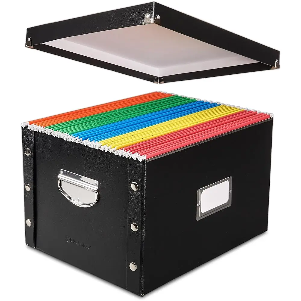 

File Storage Box & Organizer - 1 Pack - 16.125 x 13.125 x 9.875 Inch Letter/Legal Size Portable File Box with Lid for Docume