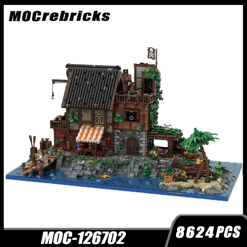 

Medieval Street View Series Pirate Island Building Block Architecture DIY Model High Difficulty Collection Experts Brick Toys