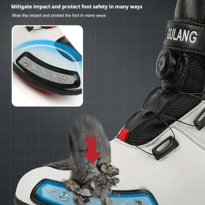 JG-wolf Men Motorcycle Boots Leather Motocross Boots Durable