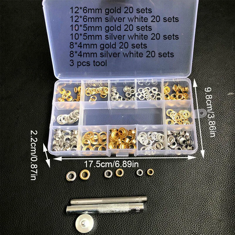 Grommet Tool Kit 120Sets Grommets Eyelets Inside Diameter Tool for Leathercraft DIY Clothing Shoes Curtains Eyelet Tool