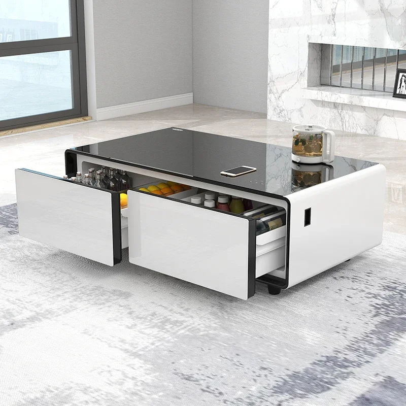 Coffee table, built-in refrigerator speaker socket LED light and smart furniture refrigerator table