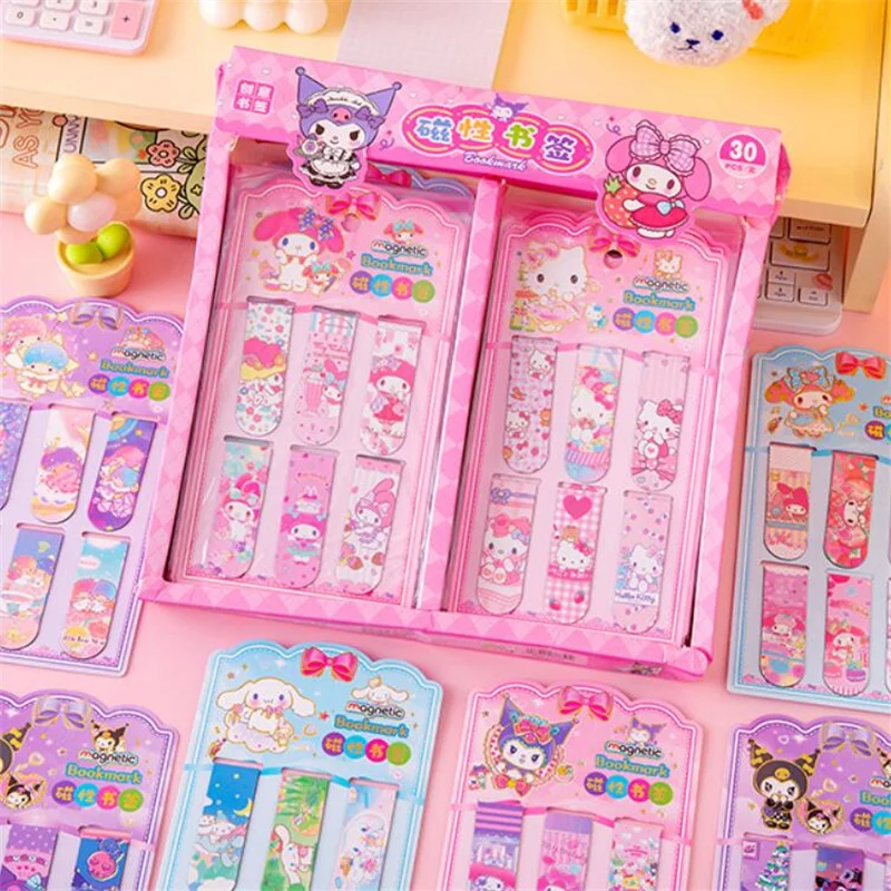 Imagem -06 - Marcador Magnético para Livros Escola Bonito e Material de Escritório Sanrio Kuromi Melody Kitty Papelaria Gift 20 Conjuntos por Lote