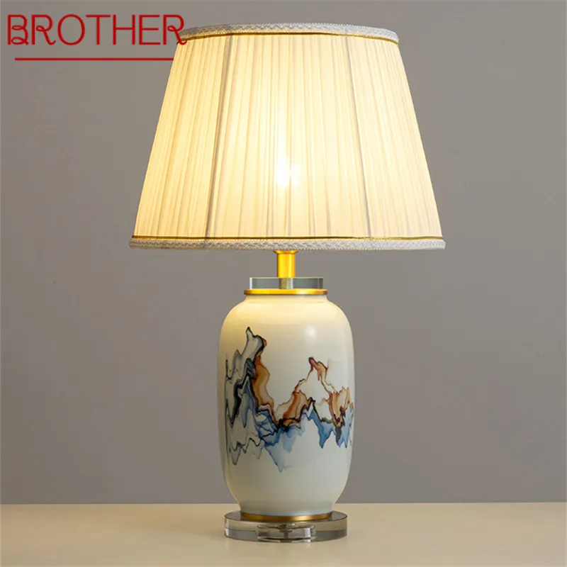 

BROTHER Modern Ceramics Table Lamp Luxurious Living Room Bedroom Study LED Originality Brass Desk Light