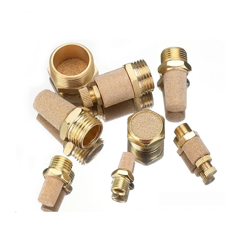 Brass Pneumatic Exhaust Muffler M5 1/8 1/4 3/8 1/2 3/4 BSP Male Thread For Air Noise  Adjustable Long Short BSL SLM SLL