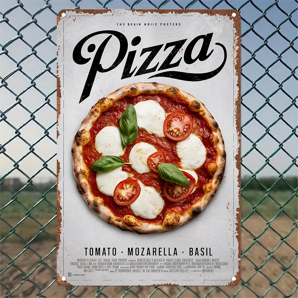 [ Pizza Poster] Vintage  Metal Room Decor Poster | Retro Wall Art Sign for Home, Bedroom, Restaurant, Bar, Cafe, School, Library