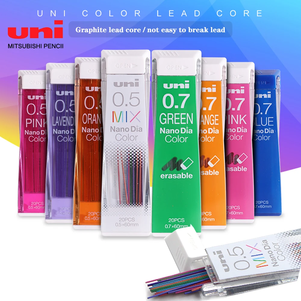 Japan UNI Color Graphite Lead Core 202NDC for Mechanical Pencil 0.5/0.7mm Writing School Supplies Stationery Drawing Pencil