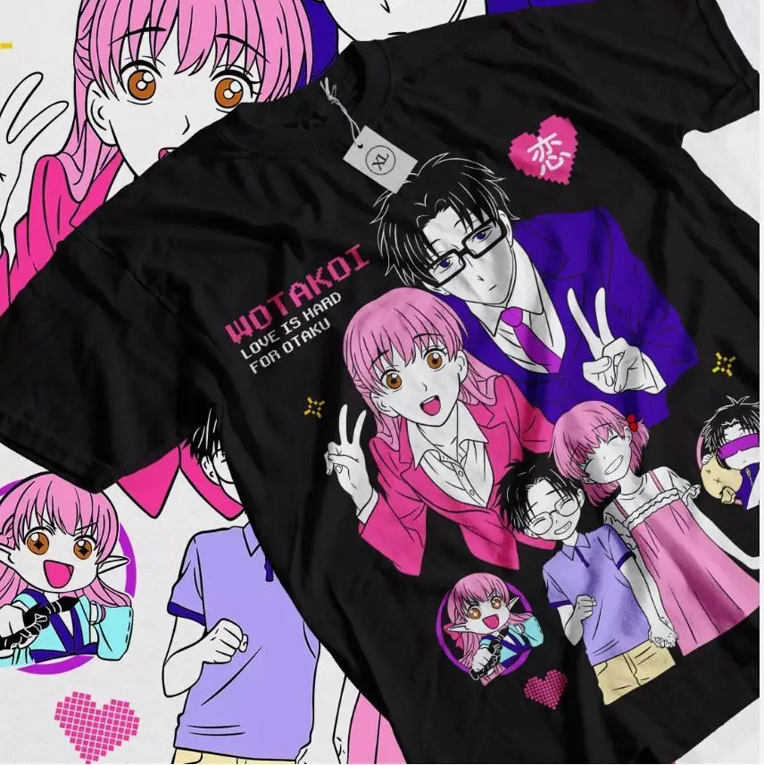 Wotakoi T-shirt Love is Hard for Otaku Anime Girl Kawaii Shirt All Size