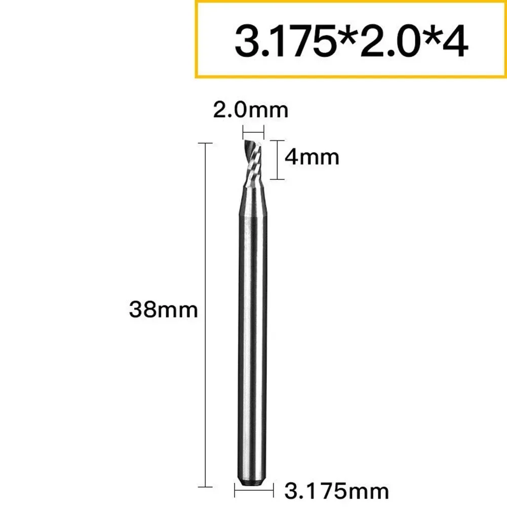 CNC Milling Cutter End Mill Accessories Replacement Single Edge Tungsten Steel Uncoated 3.175mm Handle Diameter