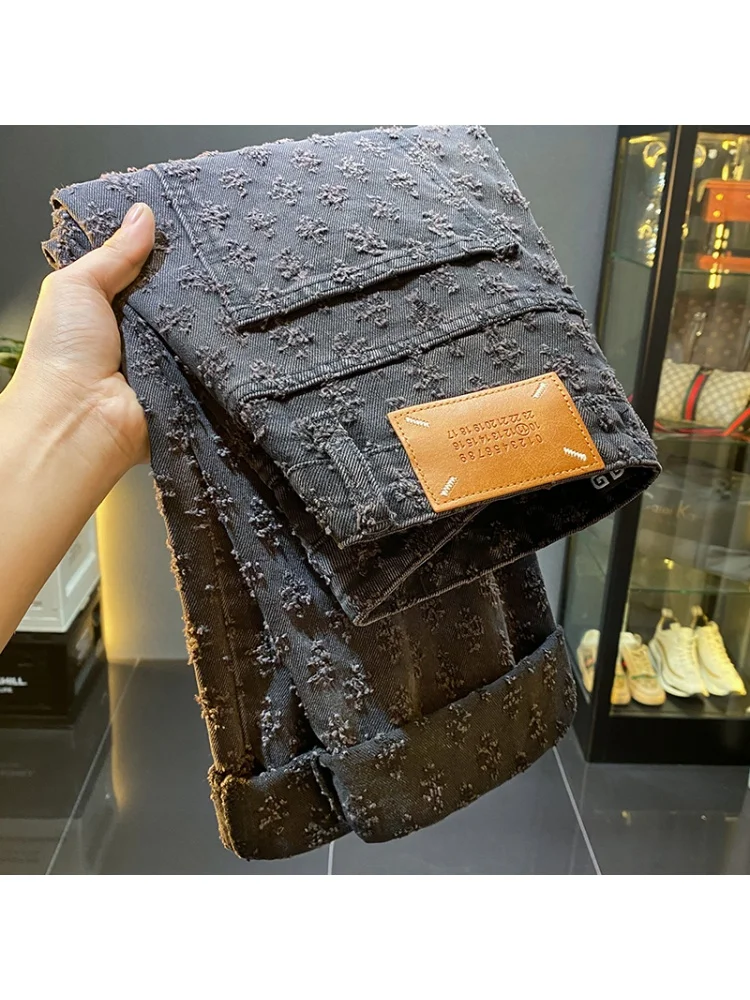 2024new high street jeans men's fashion fashion brand Korean style all-match casual street loose straight wide-leg pants