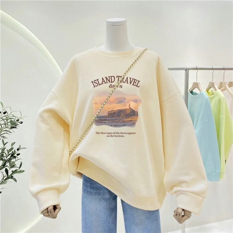 

Women'S Sweat-Shirts Clothes Y2K Cool Lined Chic Unique Plain Quality Knitted Printing Workout Sudaderas Female V Neck Tie