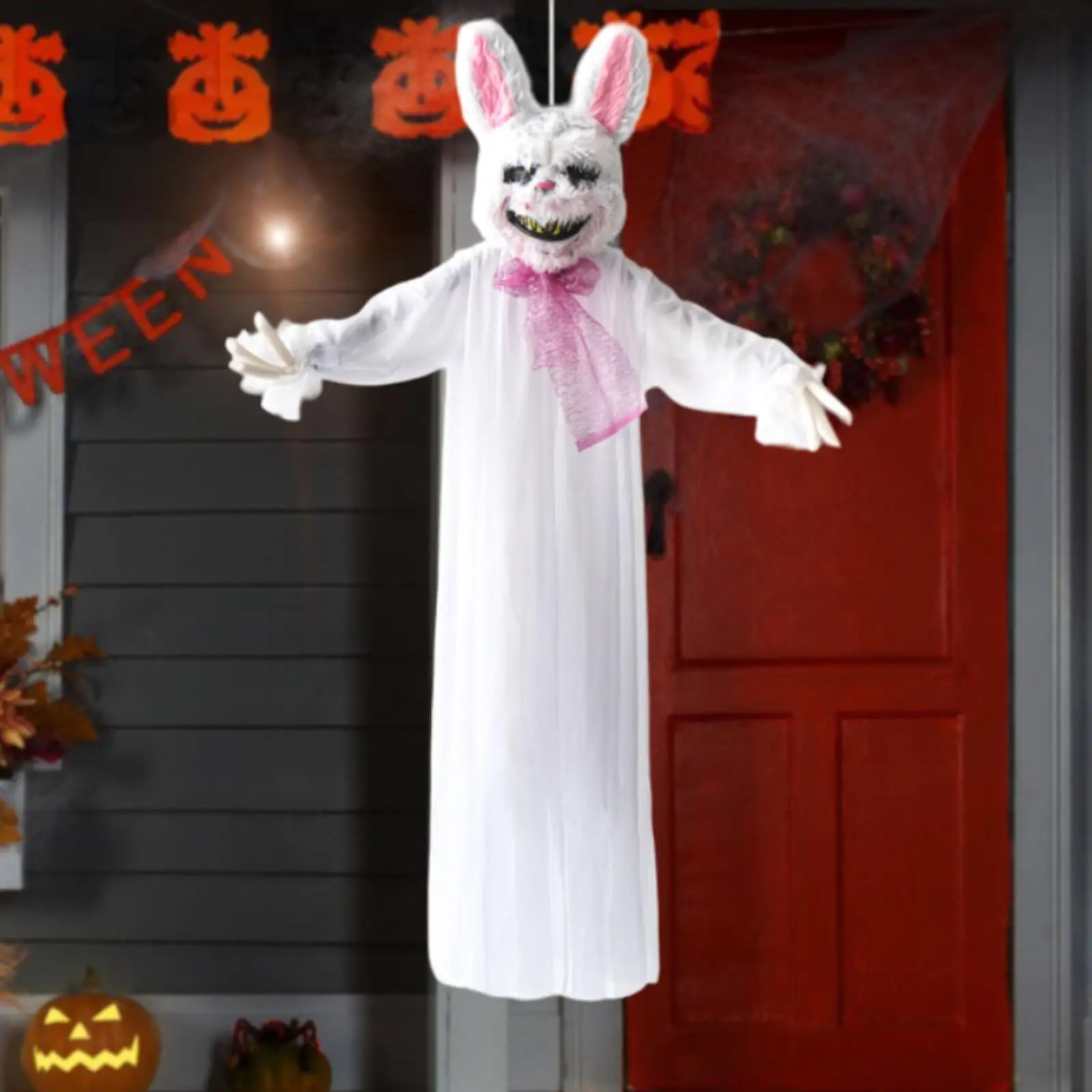 Bloody Rabbit Hanging Ghost Halloween Decoration Creative Haunted House Prop for Graveyard Holiday Cemetery Party Supplies Porch