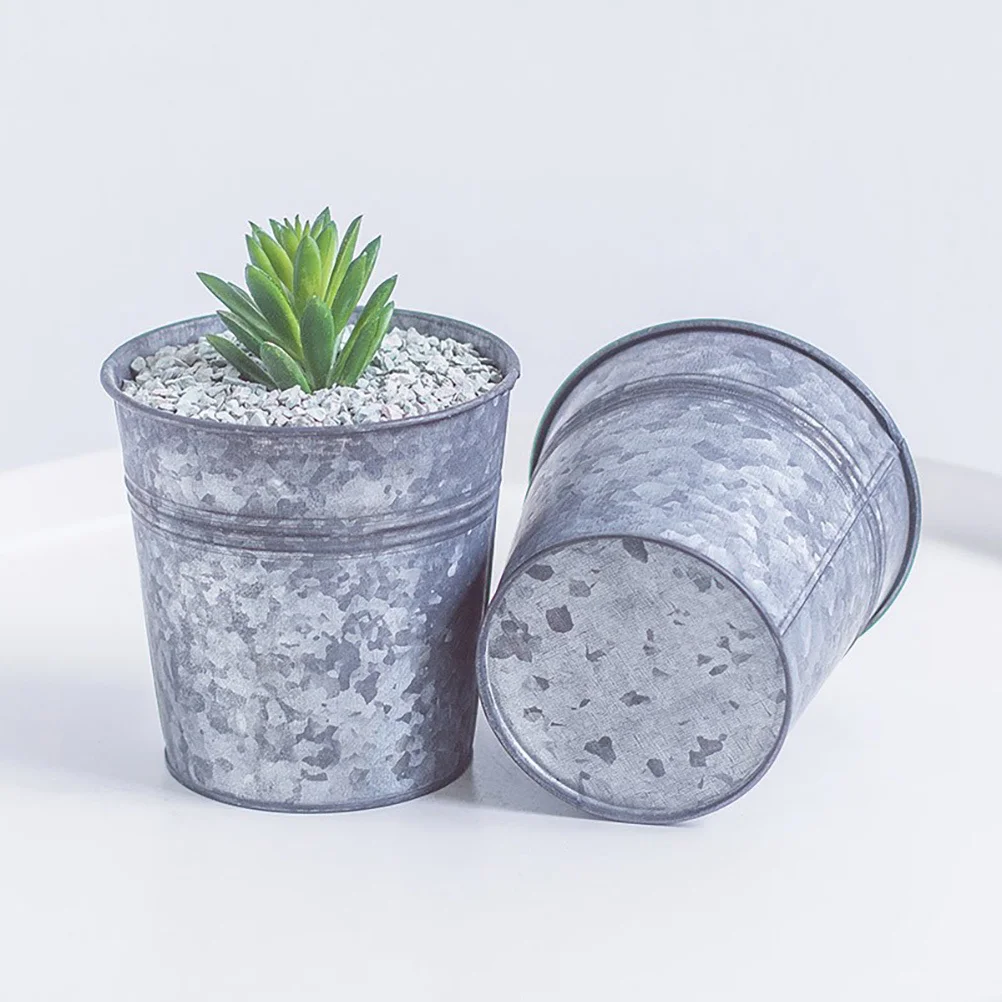 

3 pcs Iron Storage Buckets Decorative Flowerpots For Home Garden Sturdy Succulent Plant Holders Retro Desktop Decor Multipurpose